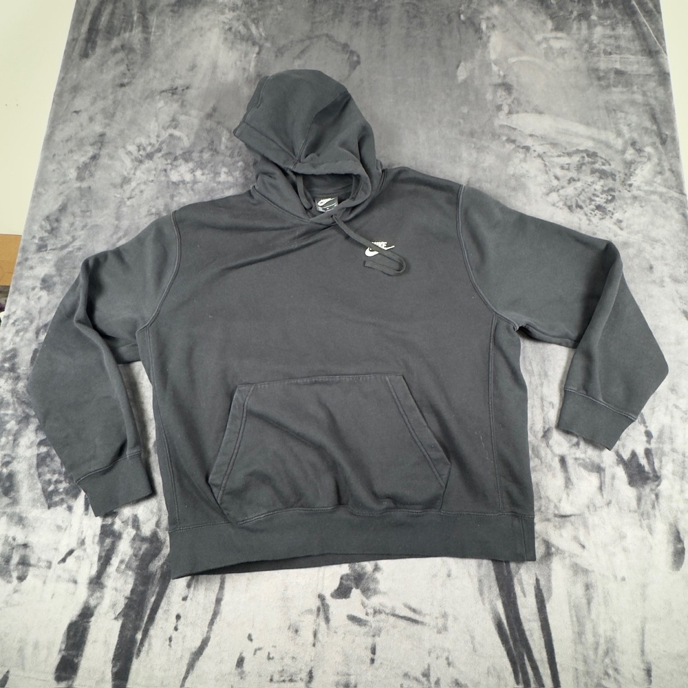 Nike Hoodie Mens XL Black Sportswear Club Fleece Pullover Logo 4513